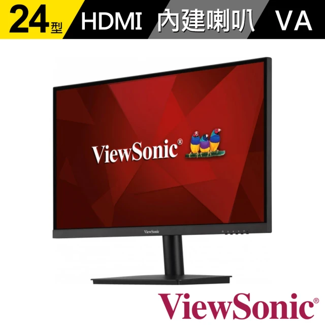 ViewSonic 優派ViewSonic 優派 (2入組)VA2406-MH 24型 VA 100Hz 護眼電腦螢幕(內建喇叭/FreeSync)