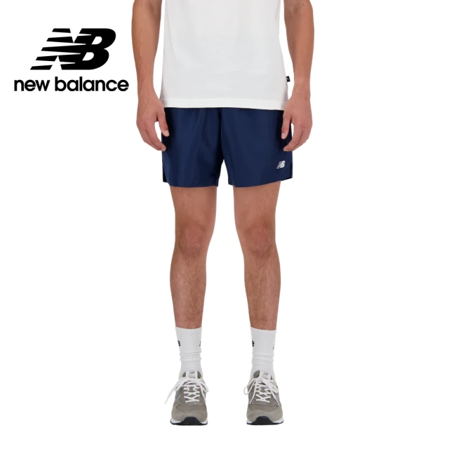 NEW BALANCE NB 褲口開衩平織短褲_MS41501NNY_男性_藍色(美版 版型偏大)