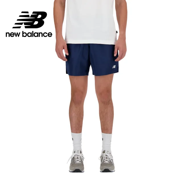 【NEW BALANCE】NB 褲口開衩平織短褲_MS41501NNY_男性_藍色(美版 版型偏大)