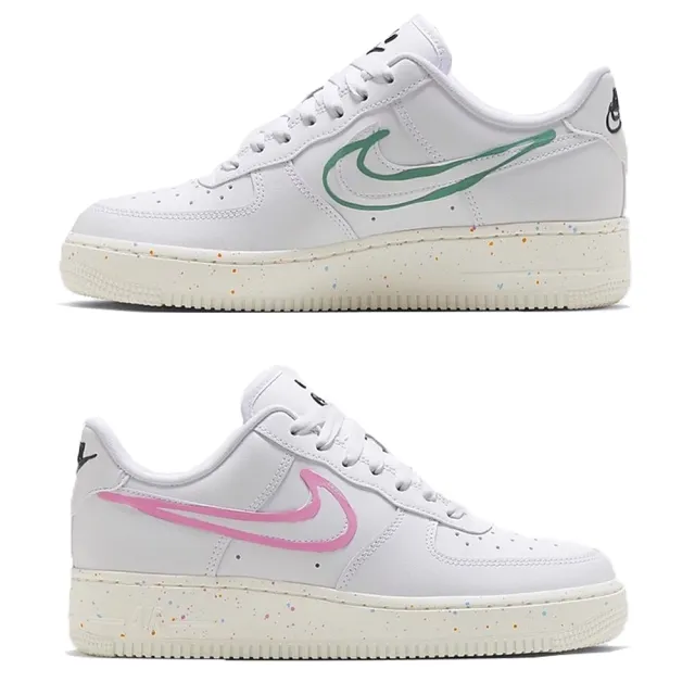 【NIKE 耐吉】運動鞋 休閒鞋 女鞋 WMNS AIR FORCE 1 07 LX 白 綠藍橘粉 笑臉 鴛鴦 潑墨 AF1(HF5721111)