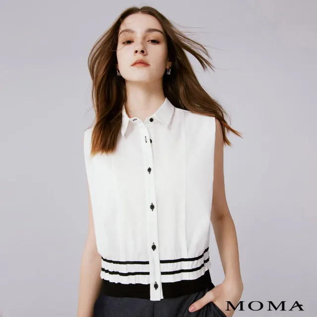 【MOMA】知性撞色配條襯衫(白色)