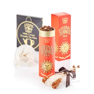 【TWG Tea】頂級訂製茗茶禮物組 盛夏緋紅 Eternal Summer(120g/罐+濾茶網+茶棒糖)