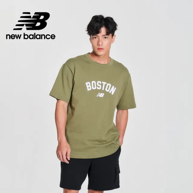 【NEW BALANCE】NB 植絨BOSTON短袖上衣_MT41561DEK_男性_綠色(美版 版型偏大)
