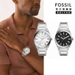 【FOSSIL 官方旗艦館】Everett系列 時尚指針手錶 不鏽鋼錶帶 42MM(2色可選)