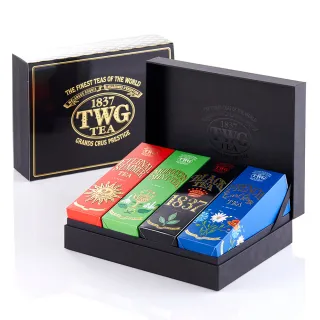 【TWG Tea】時尚茶罐四入 盛夏緋紅120g+摩洛哥薄荷綠茶100g+1837紅茶100g+法式伯爵茶100g