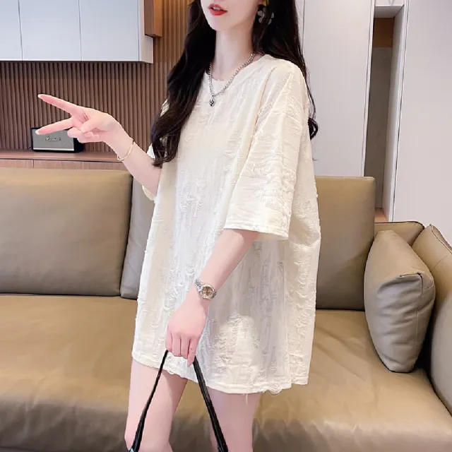 【Amirr 艾米爾】★寬版中長短袖T恤(女裝/T恤/休閒)