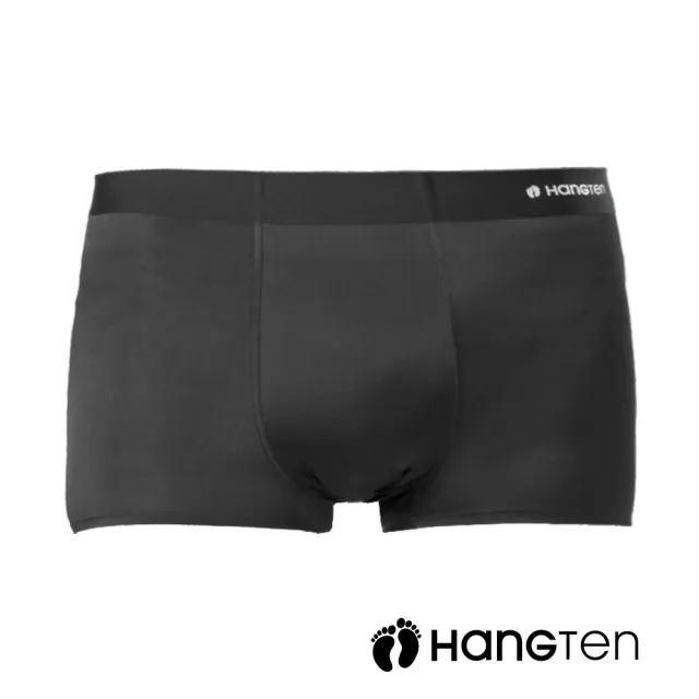 【Hang Ten】二入組冰絲裸感石墨烯平口褲盒裝_黑+深灰_HT-C12019(男內褲)