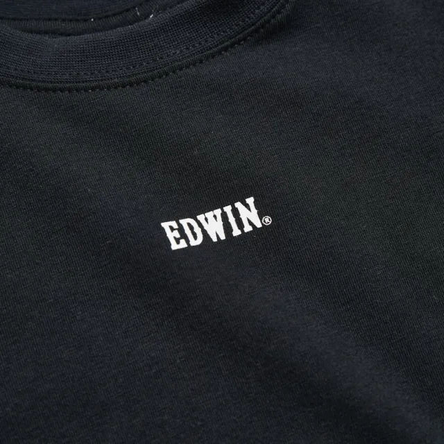 【EDWIN】女裝 合身短版短袖T恤(黑色)