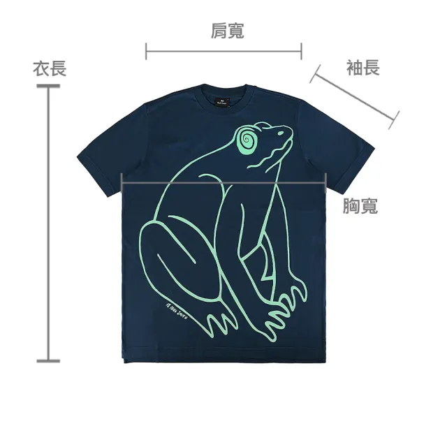 【Paul Smith】PAUL SMITH燙印藝術字體LOGO大眼青蛙圖案設計純棉短袖T恤(男款/深藍)