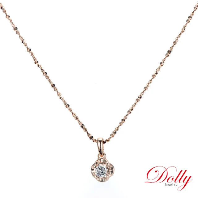 【DOLLY】0.10克拉 輕珠寶14K玫瑰金完美車工鑽石鎖骨鍊(013)