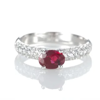 【DOLLY】1克拉 GRS無燒緬甸紅寶石18K金鑽石戒指(021)