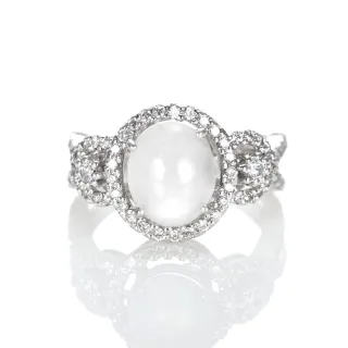 【DOLLY】18K金 緬甸冰玻種A貨白翡鑽石戒指(003)