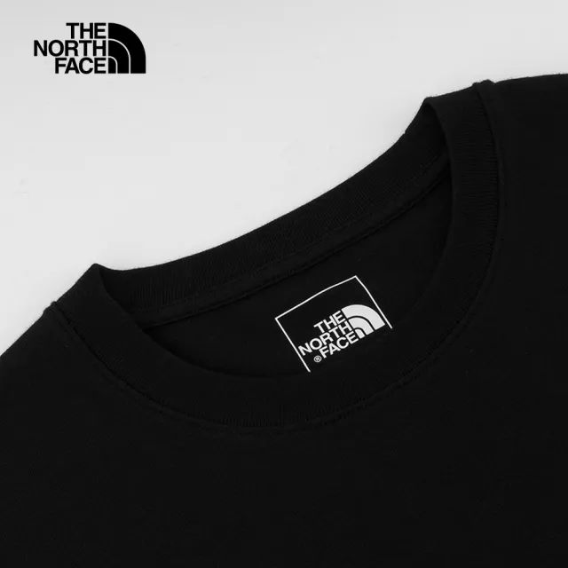 【The North Face 官方旗艦】北面男女款黑色純棉對話泡泡愛心印花短袖T恤｜8CSYJK3