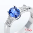 【DOLLY】1克拉 無燒皇家藍色藍寶石18K金鑽石戒指(013)