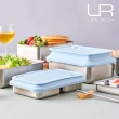【LiFE RiCH】Double Box 可微波不鏽鋼便當盒+伸縮上蓋一個+餐具組+托特包(五色可選)