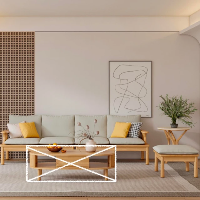 文創集 多優柚木色亞麻布L型實木沙發椅(四人座＋椅凳組合)優