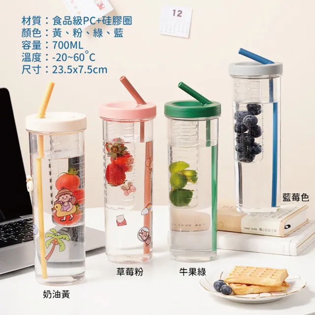 【JOP嚴選】果茶吸管杯 700ML 果汁過濾杯 吸管隨身杯   馬卡龍隨身杯(過濾杯 茶濾杯 吸管杯)