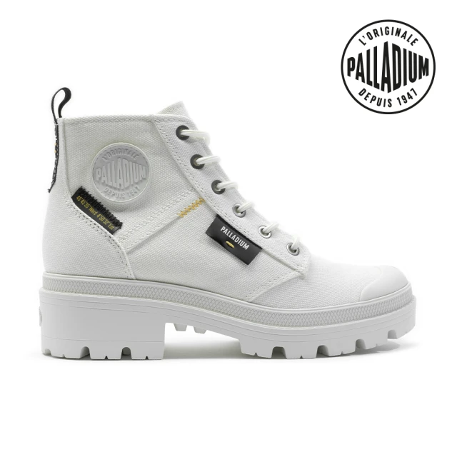 Palladium PALLABASE WASHED有機棉拉鍊帆布靴/休閒鞋-女鞋-白(99120-116)