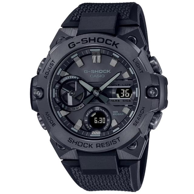 【CASIO 卡西歐】G-SHOCK 藍牙連線 碳核心防護 太陽能雙顯腕錶 七夕 情人節 送禮(GST-B400BB-1A)