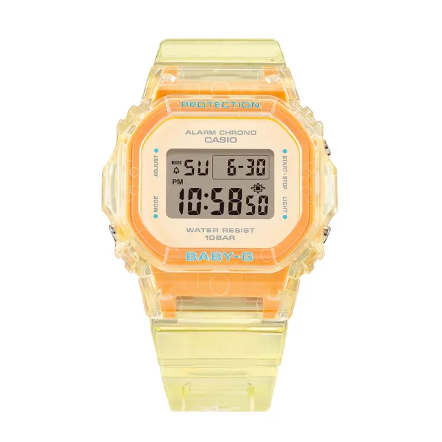 【CASIO 卡西歐】BABY-G 輕巧纖薄 繽紛夏季 清透亮眼 晶亮黃 經典系列 BGD-565SJ-9_37.9mm