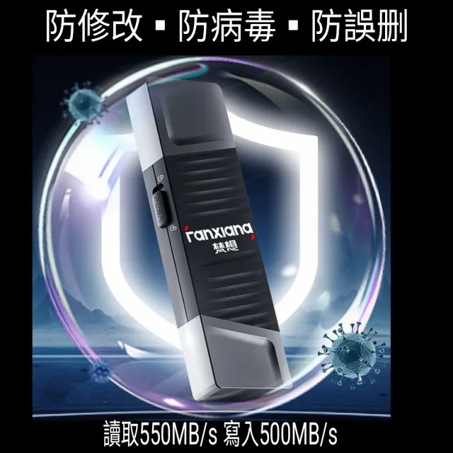 【FANXIANG 梵想】F397 1TB寫保護固態隨身碟 USB3.2Gen2+Type-C(讀速550MB/s寫速500MB/s)