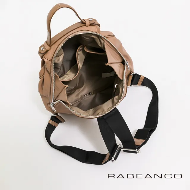 【RABEANCO】時尚系列牛皮菱形後背包(駝)