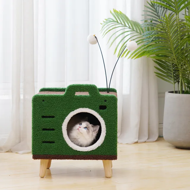 【Petpals】墨綠復古相機貓窩(貓跳台/貓窩/貓爬架/貓樹/貓咪跳台/貓抓柱)