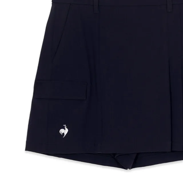 【LE COQ SPORTIF 公雞】高爾夫系列 女款藏青色特色織帶高機能防曬短褲 QLT8J950