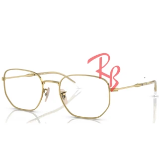 【RayBan 雷朋】輕量多邊設計光學眼鏡 舒適可調鼻墊 RB6496 2500 53mm 淡金框 公司貨