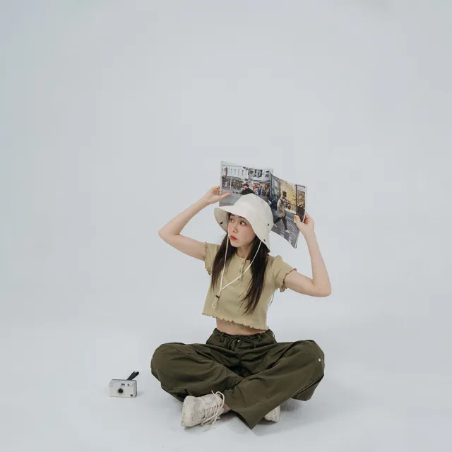 【Queenshop】女裝 正韓 2Way率性抽繩設計漁夫帽 兩色售 現+預 07020915
