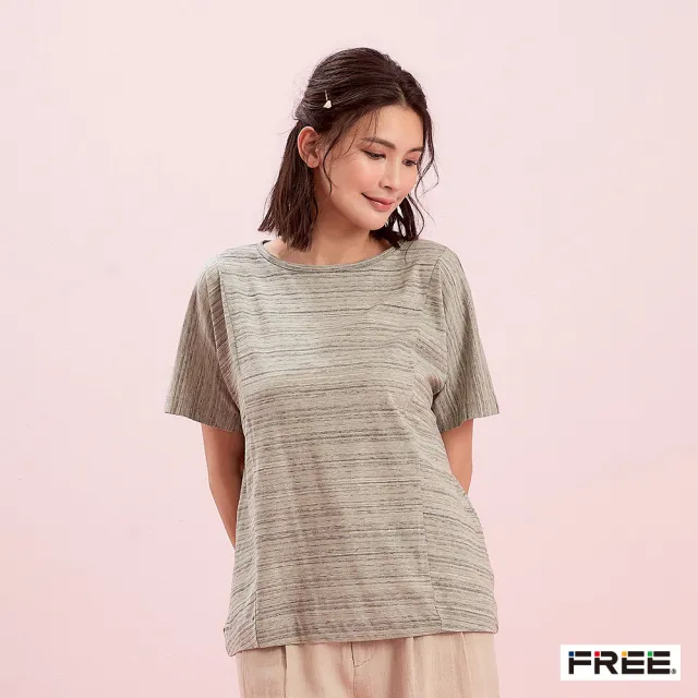 【FREE】有機草木染立體剪裁圓領上衣(粉綠/粉紫)