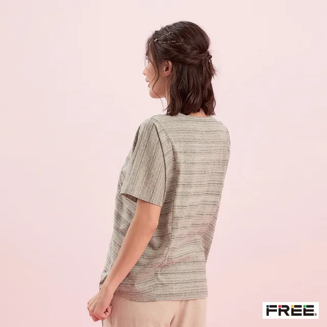 【FREE】有機草木染立體剪裁圓領上衣(粉綠/粉紫)
