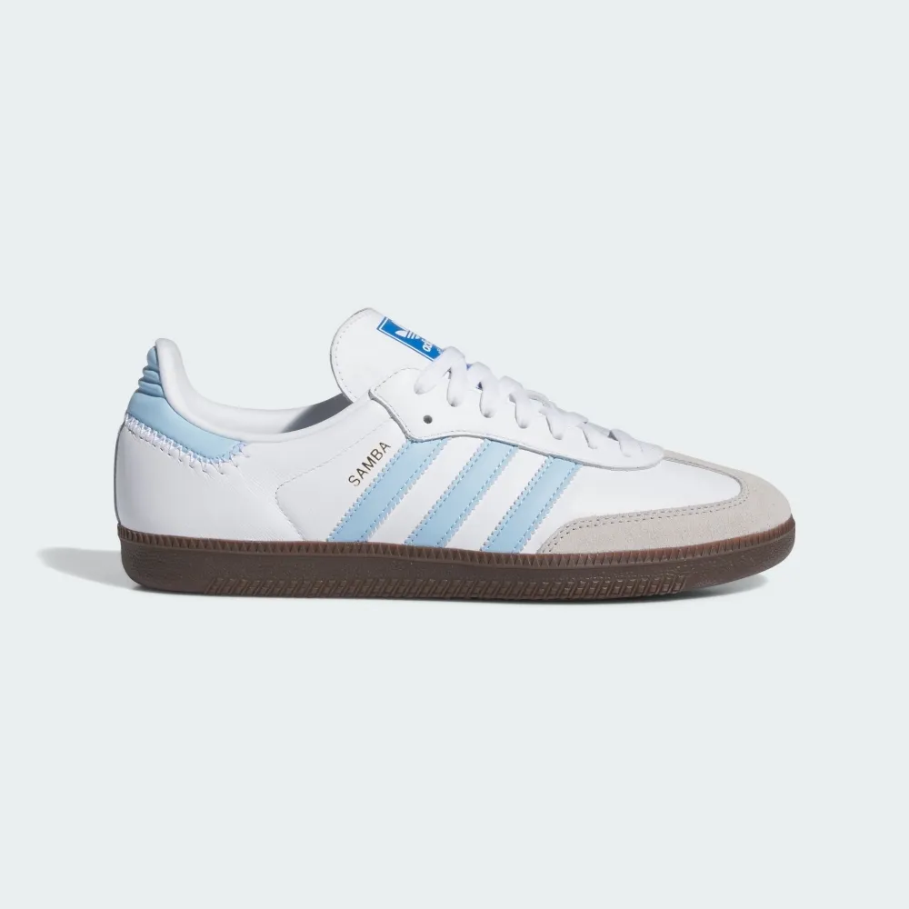 【adidas 愛迪達】SAMBA OG 運動休閒鞋(JI2003 ORIGINALS休閒鞋 白x水藍)