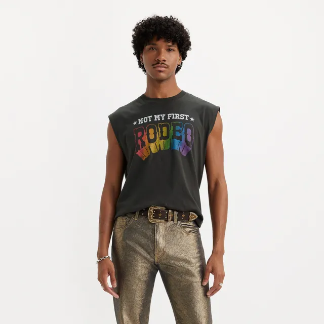 【LEVIS 官方旗艦】Pride平權系列 男女同款寬肩彩虹LOGO背心 熱賣單品 A7940-0000