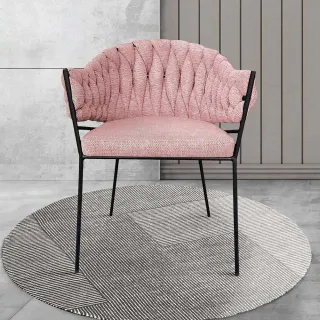 【Hampton 漢汀堡】喬伊斯布面扶手椅-粉桃紅(餐椅/布面餐椅/休閒椅/工作椅/接待椅)