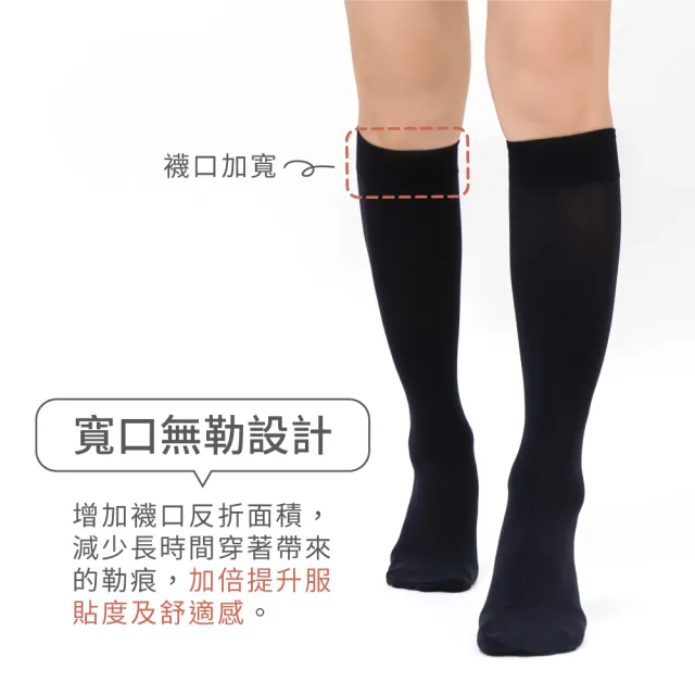 【VOLA 維菈】極黑30丹彈性防捲邊輕薄 無腳跟耐勾 中筒襪 絲襪(MIT台灣製 透膚絲襪)
