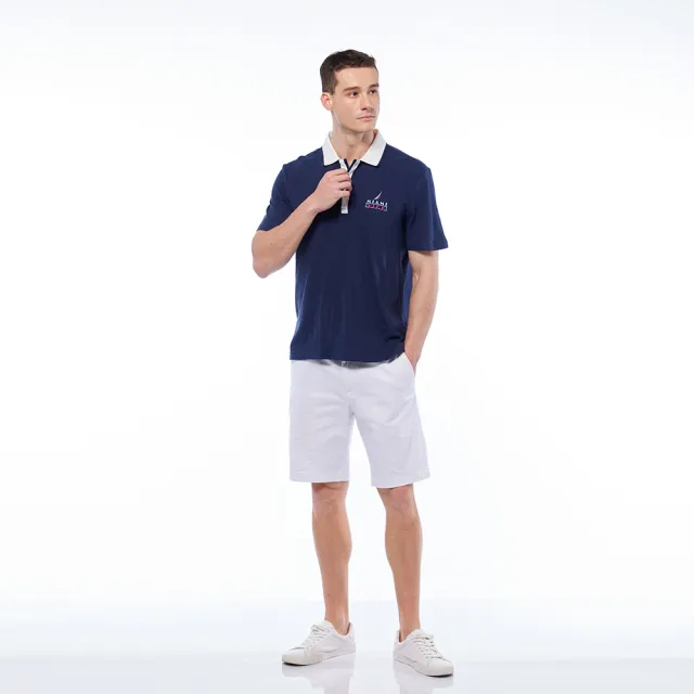 【NAUTICA】男裝 Miami Vice聯名款LOGO短袖POLO衫(深藍)