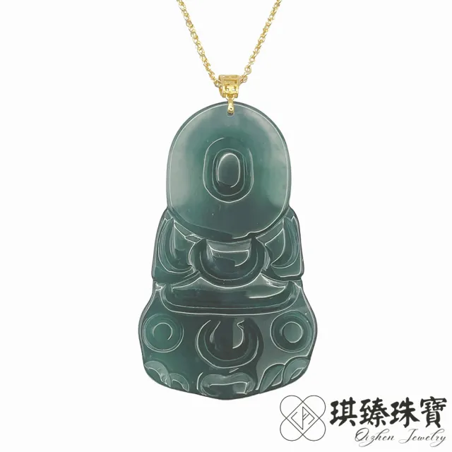 琪臻珠寶】天然A貨翡翠糯冰種正裝觀音吊墜(18K金扣頭_糯冰翡翠_9月獻禮