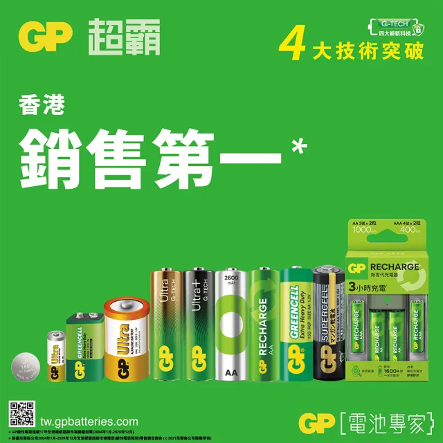 【GP 超霸】[A21]4號特強鹼性電池 Ultra 卡裝 4+2入(GP原廠販售)