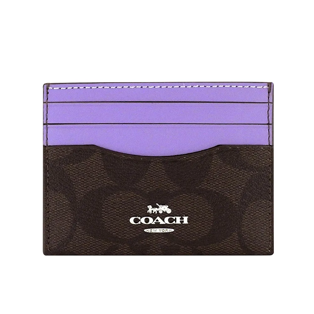 【COACH】大C PVC證件名片夾(紫色)
