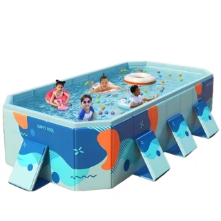 【CGW】免充氣泳池-3米折疊游泳池附玩水工具(兒童戲水池 泡澡桶 儲水桶)