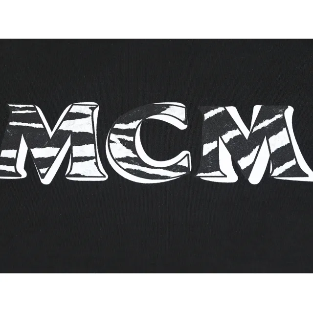 【MCM】MCM黑白印字LOGO棉質圓領短袖T恤(男款/黑)