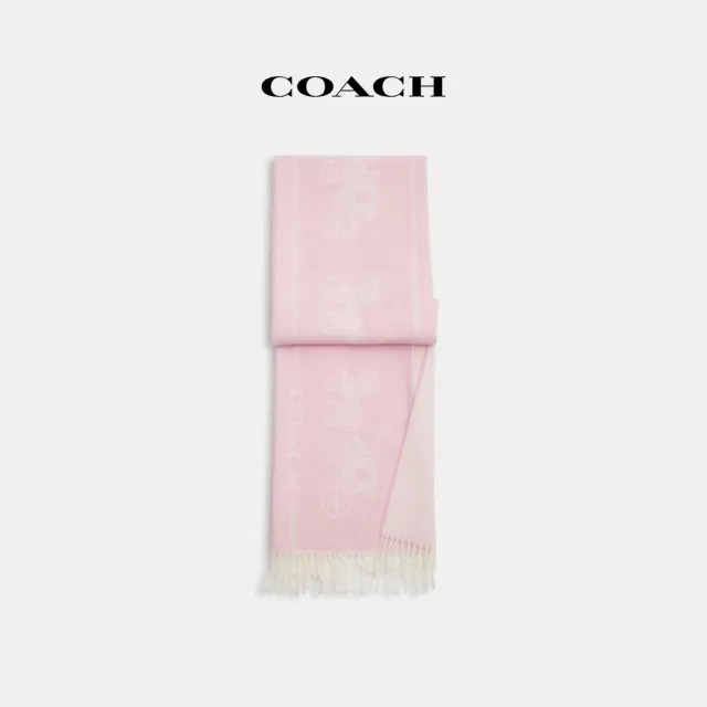 【COACH蔻馳官方直營】經典馬車圖案大尺寸圍巾-康乃馨色(CK714)