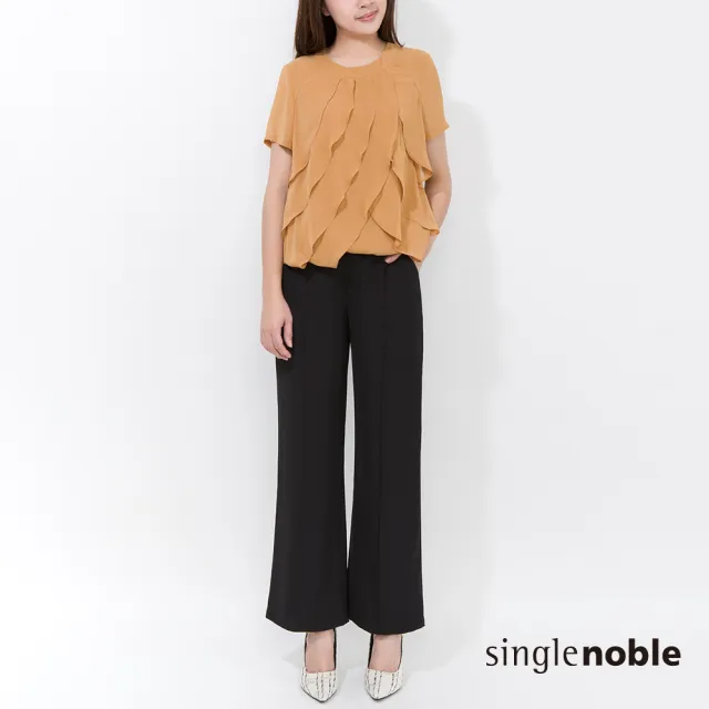【SingleNoble 獨身貴族】氣質荷葉設計短袖造型上衣(2色)