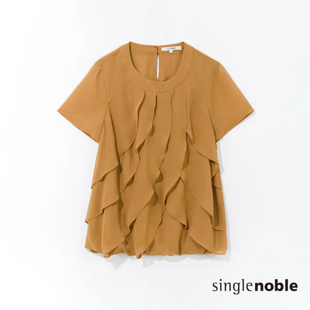 【SingleNoble 獨身貴族】氣質荷葉設計短袖造型上衣(2色)