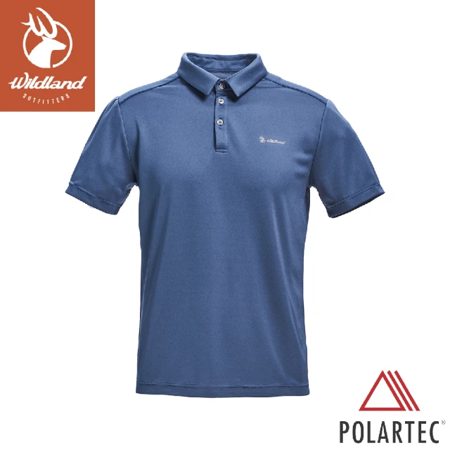 Wildland 荒野 男 彈性 POLARTEC 功能上衣《灰藍》P1602/排汗衣/短袖上衣/POLO衫(悠遊山水)