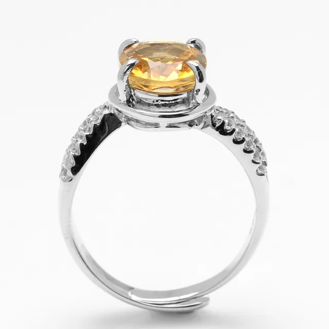 【寶石方塊】天然黃水晶戒指-8*10mm-活圍設計-925銀飾-R0435