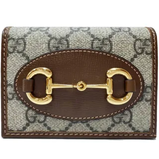 【GUCCI 古馳】621887 經典Horsebit 1955馬銜暗釦卡夾/短夾(棕色)