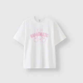 【GAP】女裝 Logo純棉小熊印花圓領短袖T恤 親膚系列-白色(465239)