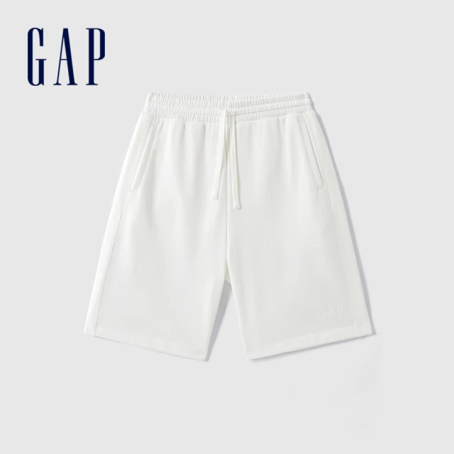 GAP 男裝 Logo抽繩鬆緊短褲-白色(465590)